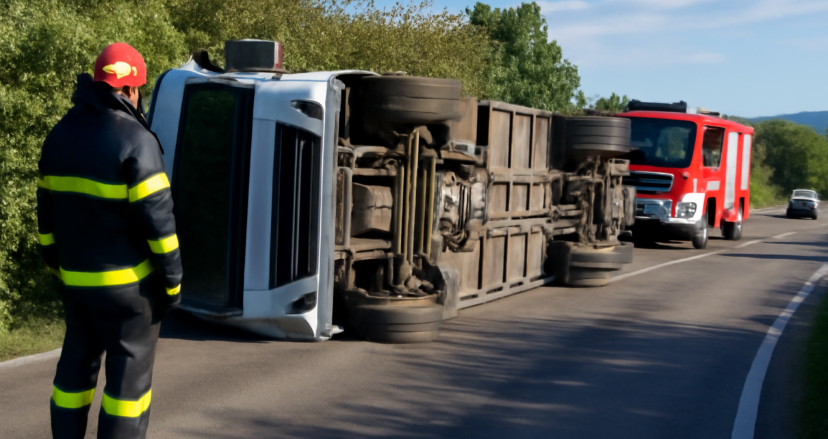 Incident Rutier în Cluj: Un Tir Încărcat cu Marfă s-a Răsturnat