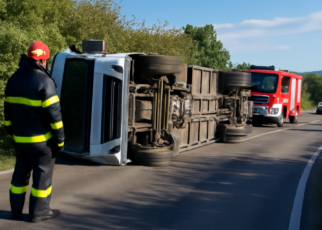 Incident Rutier în Cluj: Un Tir Încărcat cu Marfă s-a Răsturnat