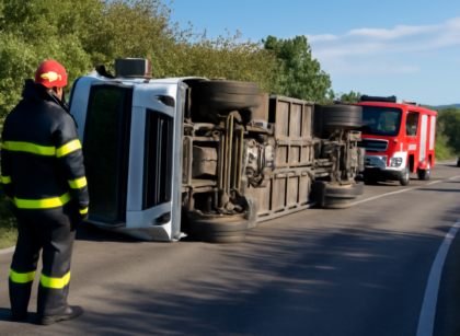 Incident Rutier în Cluj: Un Tir Încărcat cu Marfă s-a Răsturnat