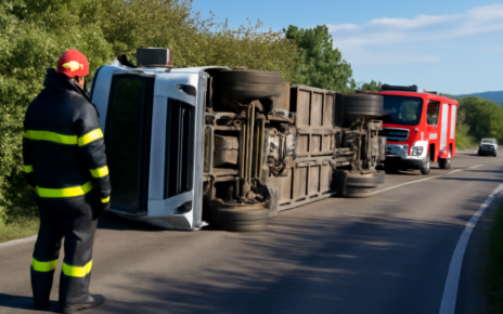 Incident Rutier în Cluj: Un Tir Încărcat cu Marfă s-a Răsturnat